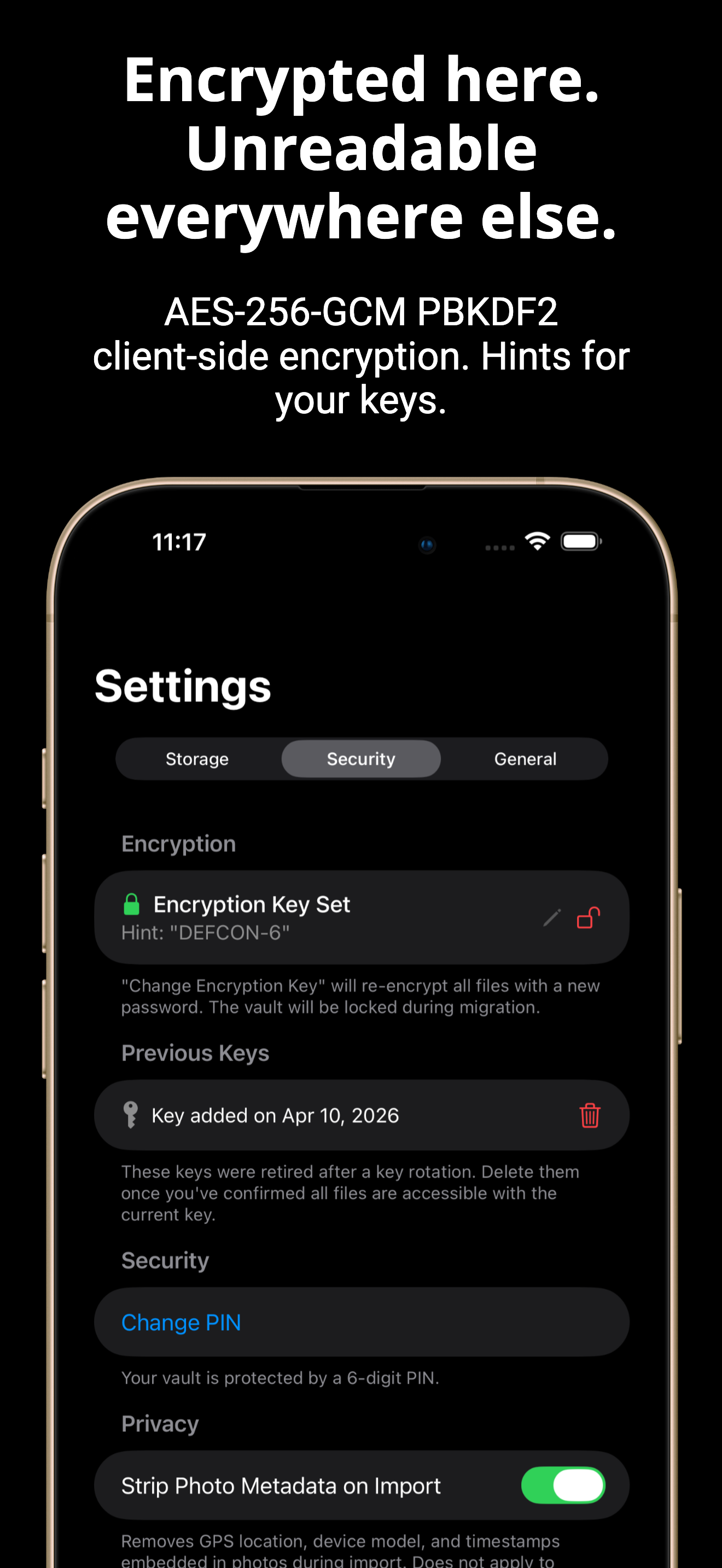 AES-256-GCM encryption settings