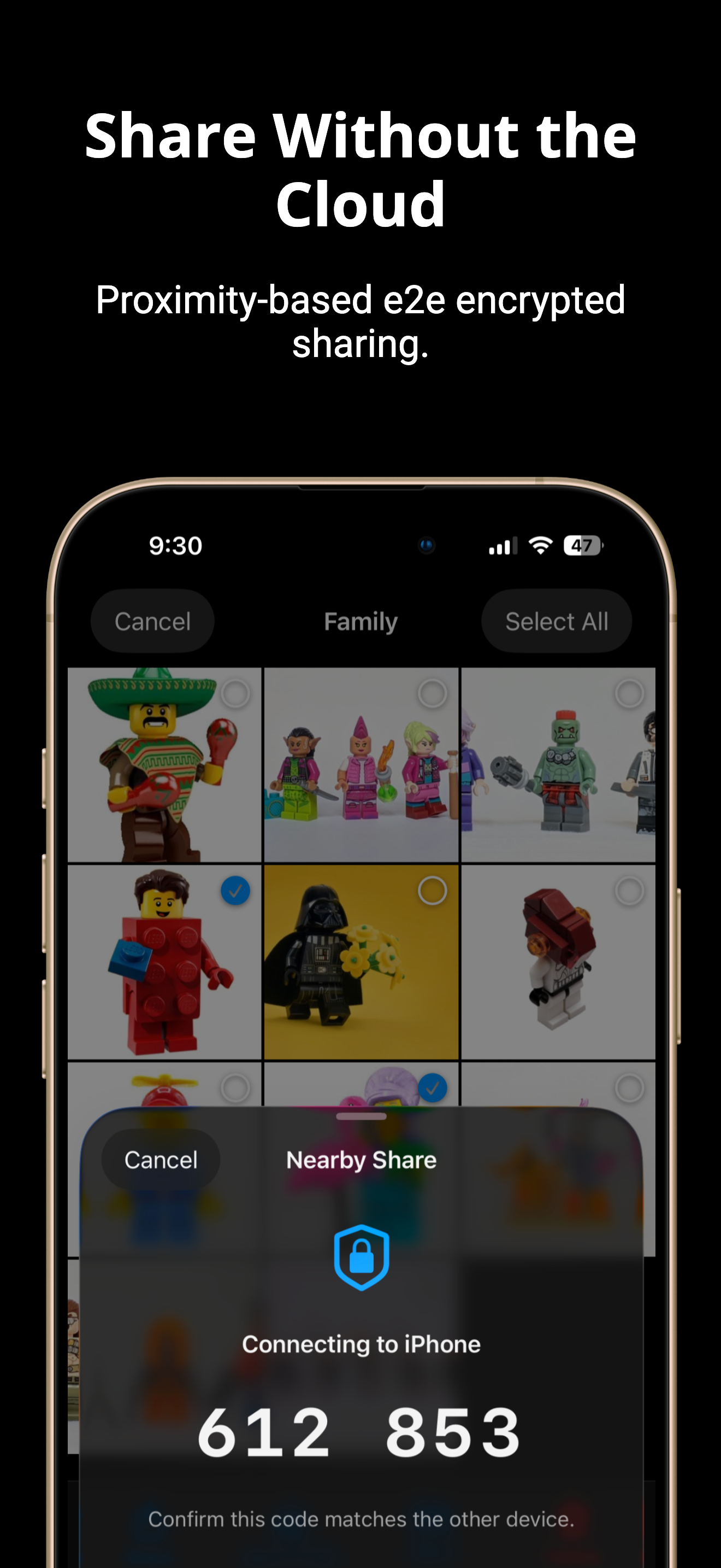 Proximity-based encrypted nearby sharing